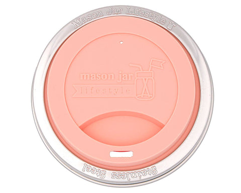 Silicone Drinking Lid with Stainless Steel Band for Jars