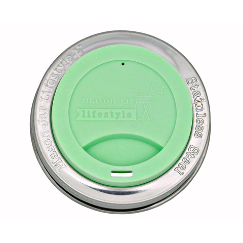 Silicone Drinking Lid with Stainless Steel Band for Jars