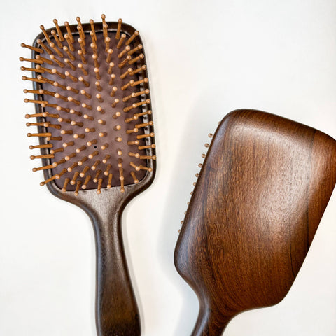 Sandalwood Luxury Hair Brush – Natural Bamboo Bristles | Paddle Brush