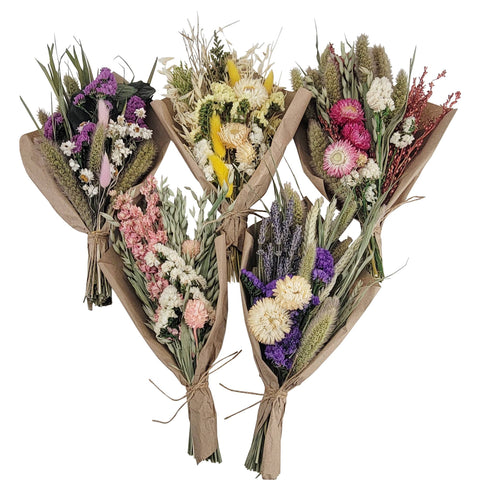 Petite 12" Bouquet: Purple Statice Flowers and Grains