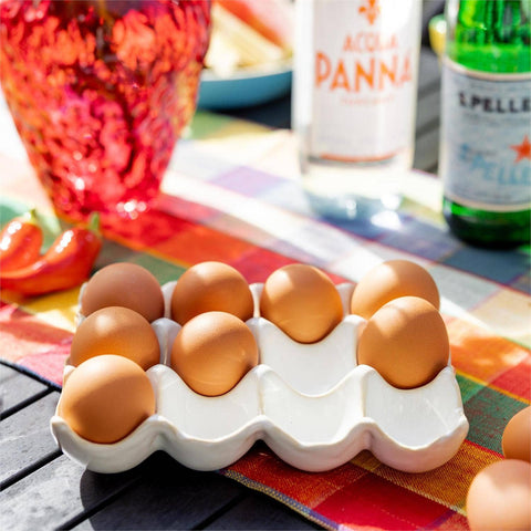 White Ceramic "Carton" Egg Holder