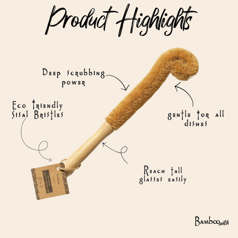 XL Natural Bamboo Bottle Brush
