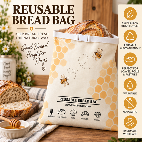 Reusable Plastic-Free Bread Bag | Honeycomb & Honeybees