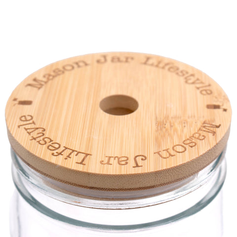 Bamboo Straw Hole Tumbler Lid for Mason Jars