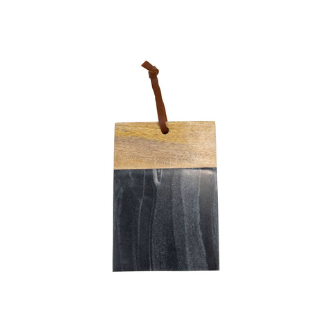 Black Rectangle Marble and Wood Serving Cutting Board