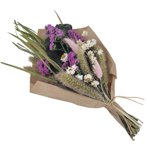 Petite 12" Bouquet: Purple Statice Flowers and Grains