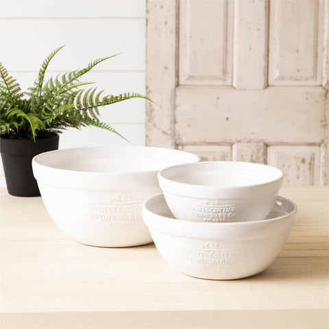 White Cottage Ceramic Mixing Bowls | Set of 3