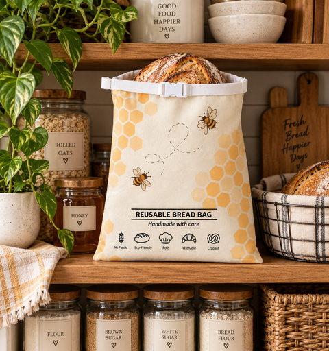 Reusable Plastic-Free Bread Bag | Honeycomb & Honeybees