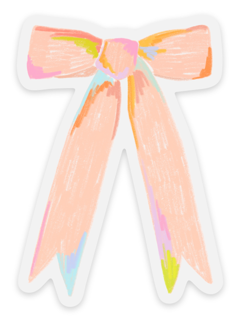Removable, Waterproof Sticker | Clear Blush Bow  1.98x2.8in.