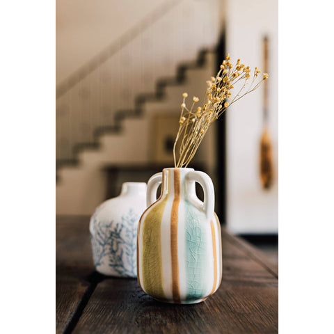 Rustic Stripe Porcelain Ceramic Bud Vase