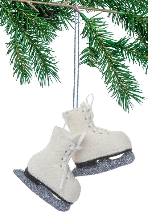 Handmade Fair-Trade Felt Holiday Ornament | Vintage Ice Skates