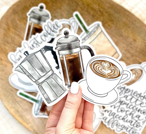 Latte Art Coffee Mug Sticker 2.5x2.5in.