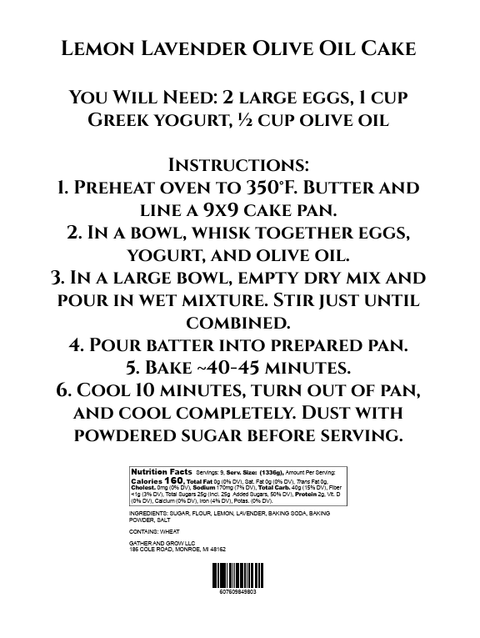 Lemon Lavender Olive Oil Cake Mix