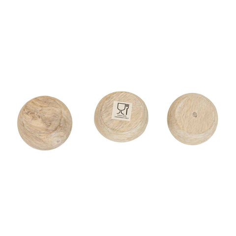 Ashton Set 3 Whitewash Wood Pinch Bowls With Leather Tie