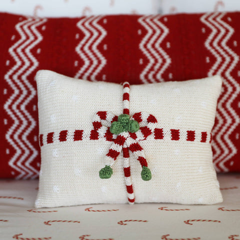 Gift Mini Christmas Pillow | Green & Ecru