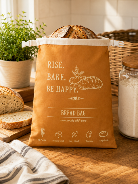 Beeswax-Lined Bread Bag | Rise. Bake. Be Happy