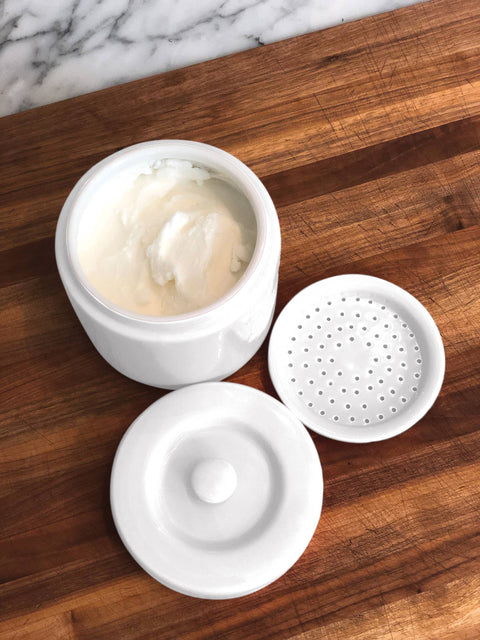 Porcelain White Cooking Kitchen Grease Container | 5” x 5" x 5"