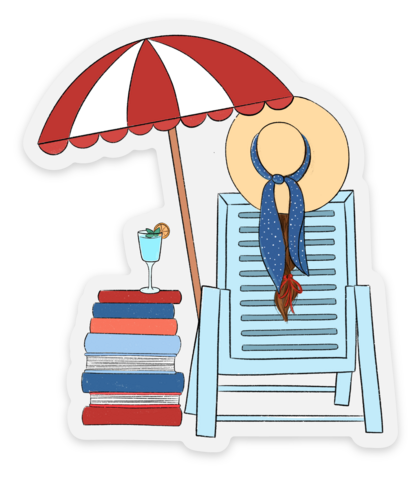 Clear Beach Day Sticker 2.6x3in