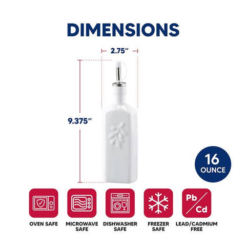 Olive Oil Bottle - Square & Porcelain| 16oz