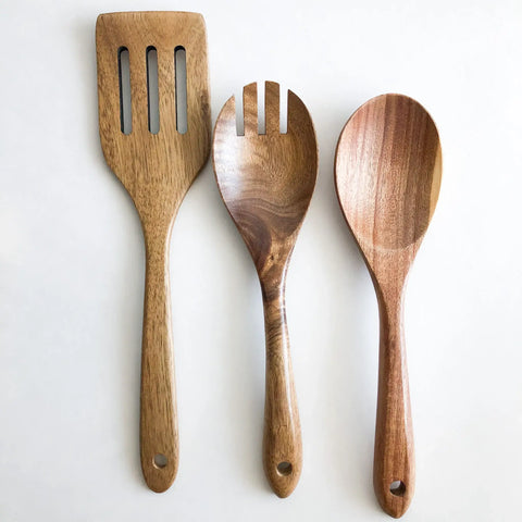 Natural Acacia Wood Kitchen Utensils | Set of 5