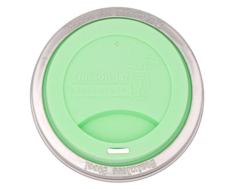 Silicone Drinking Lid with Stainless Steel Band for Jars