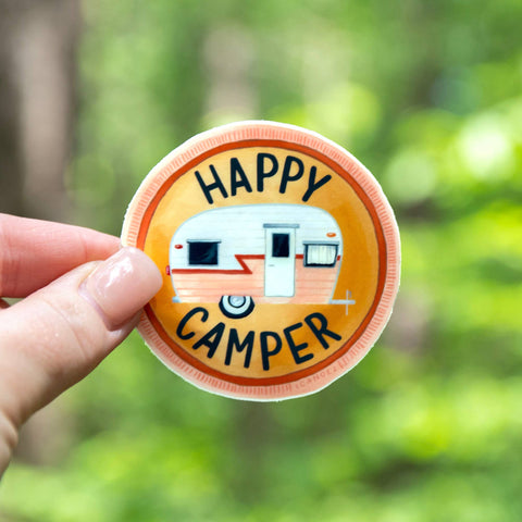 Happy Vintage Camper Decal Sticker