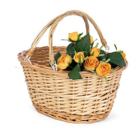Oval White Willow Market Drop Handle Basket
