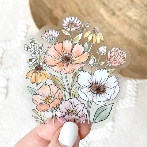 Waterproof Removable Sticker | Clear Wildflower Bunch