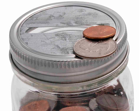 Coin Slot Bank Galvanized Metal Lid Insert for Mason Jars | Single Top