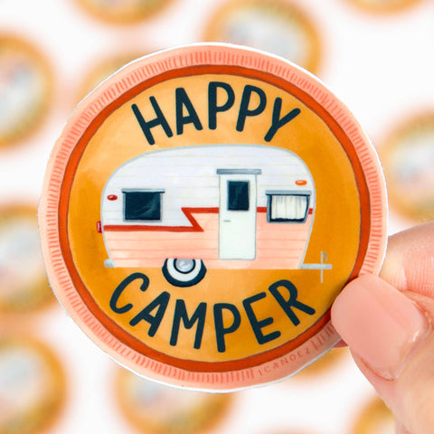 Happy Vintage Camper Decal Sticker