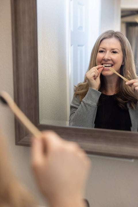 Zero Waste Toothpaste Tablets in Refillable Amber Glass Jars
