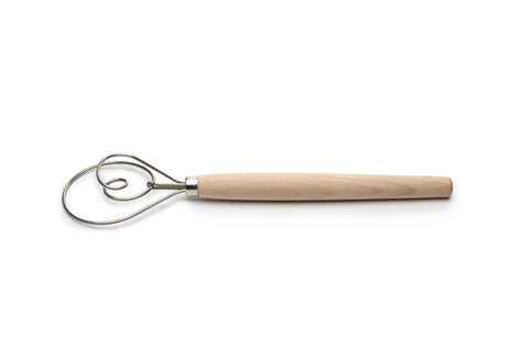 Stainless Steel and Wood Danish Dough Whisk | 12"