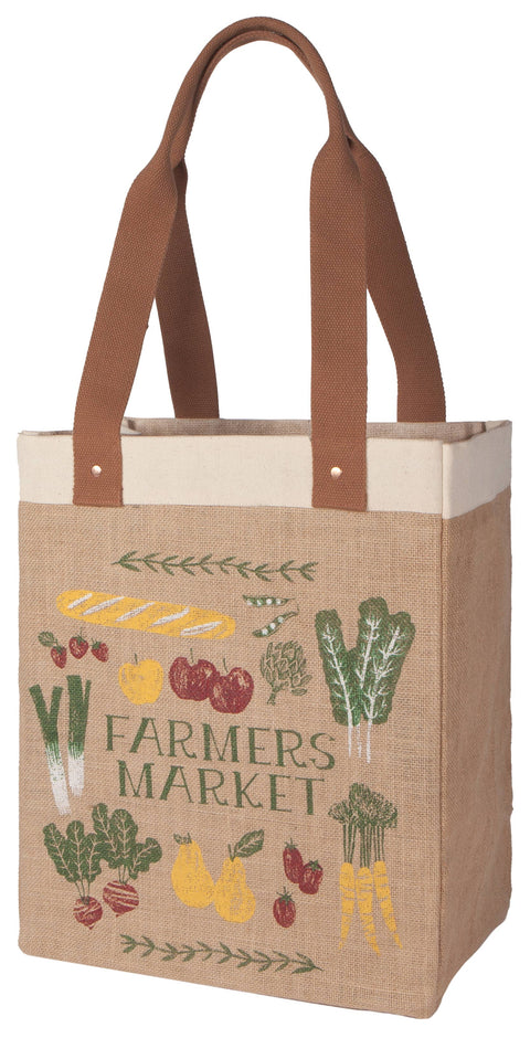 Farmers Market Large Burlap Market Tote