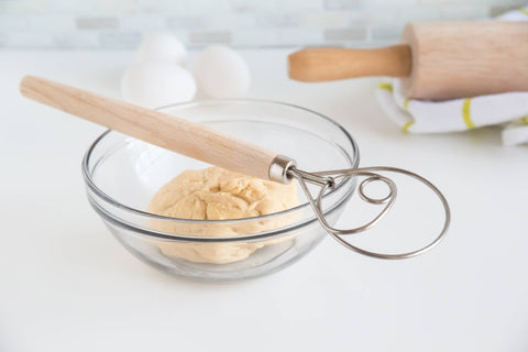 Stainless Steel and Wood Danish Dough Whisk | 12"