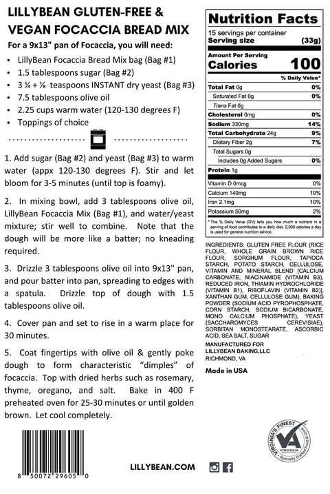 Focaccia Bread Mix (Vegan & Gluten-Free)