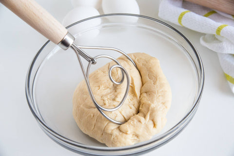 Stainless Steel and Wood Danish Dough Whisk | 12"