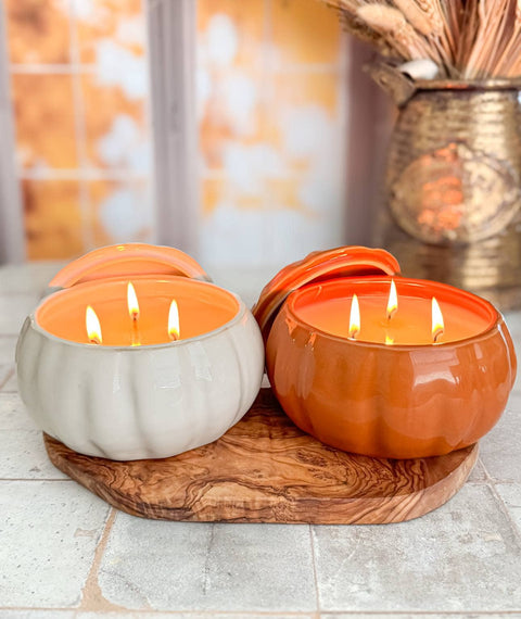 Large Pumpkin Marshmallow Glass Jar Soy Candle