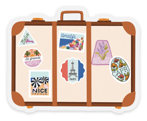 Clear European Travel Case Sticker 3x2.4in