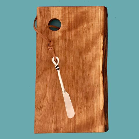 Small Live Edge serving/cutting board with rustic pate knife