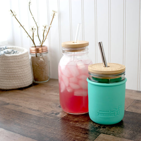 Bamboo Straw Hole Tumbler Lid for Mason Jars