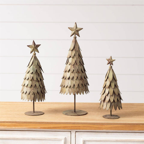 Vintage Inspired Green Metal Christmas Trees | 3 sizes