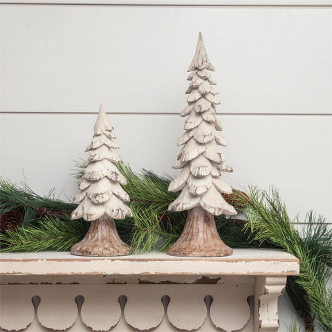 Distressed Snow Covered Evergreen Trees| 2 Sizes