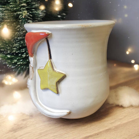 Hand Thrown & Hand Painted Santa Moon Mug