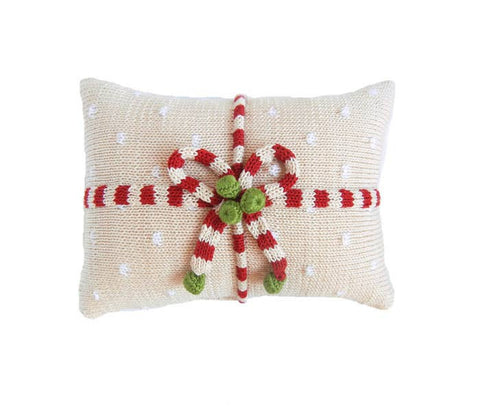 Gift Mini Christmas Pillow | Green & Ecru