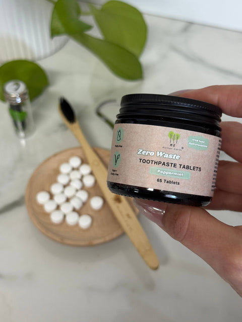 Zero Waste Toothpaste Tablets in Refillable Amber Glass Jars