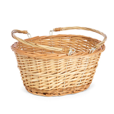 Oval White Willow Market Drop Handle Basket