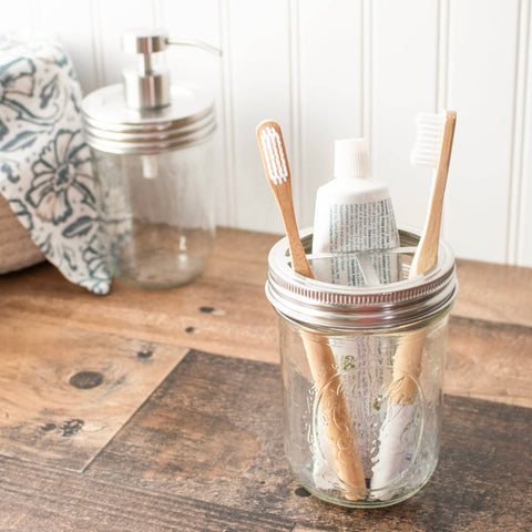 Toothbrush Holder Stainless Steel Lid for Mason Jars