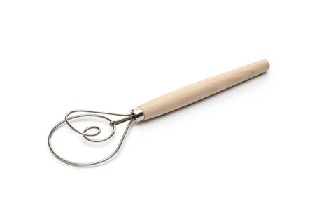 Stainless Steel and Wood Danish Dough Whisk | 12"