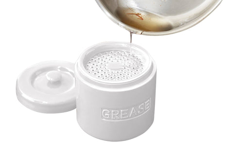 Porcelain White Cooking Kitchen Grease Container | 5” x 5" x 5"