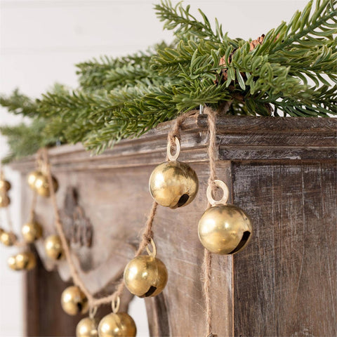 Brass Jingle Bell Holiday Garland | 80" Strand